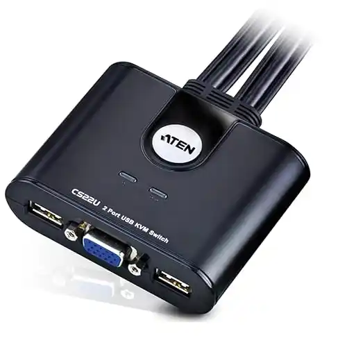 ATEN 2-Port USB 2.0 Cable-Built-in KVM Switch CS22U