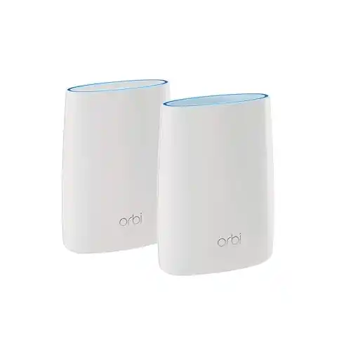 Netgear Orbi High Performance Ac3000 Tri-Band Whole Home Mesh WiFi System with 3Gbps Speed (Rbk50,1 Router&1 Satellite Covers Upto 5000 Sqft) 1 Wan&3 LAN for The Router|4 LAN for Each Satellite,White