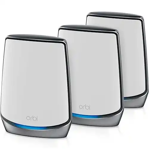 Netgear Orbi Whole Home Tri-Band Mesh WiFi 6 System (RBK853) Router with 2 Satellite Extenders, Coverage up to 7,500 sq. ft. and 60+ Devices, 11AX Mesh AX6000 WiFi (Up to 6Gbps)