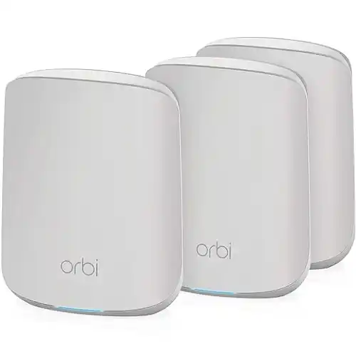 Netgear Orbi Larger Whole Home Dual Band Mesh WiFi 6 System (RBK353) Router with 2 Satellite Extenders | Coverage up to 4,000 sq. ft. and 30+ Devices | AX1800 WiFi 6 (Up to 1.8Gbps, Dual_Band)