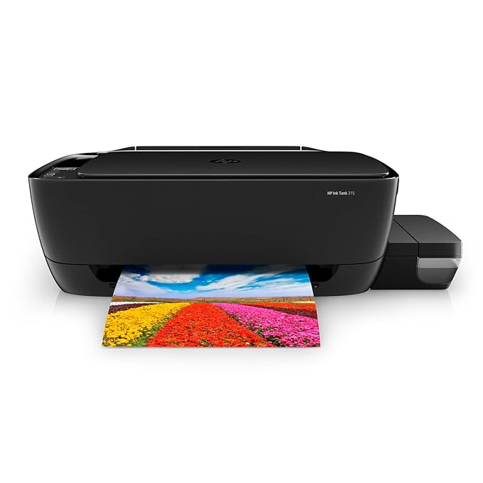 HP Ink Tank 315 Printer, All-in-One, Print, Copy, Scan, Hi-Speed USB 2.0, Up to 8/5 ppm (Black/Color), 60-Sheet Input Tray, 25-Sheet Output Tray, 1000-page Duty Cycle, Color, Z4B04A