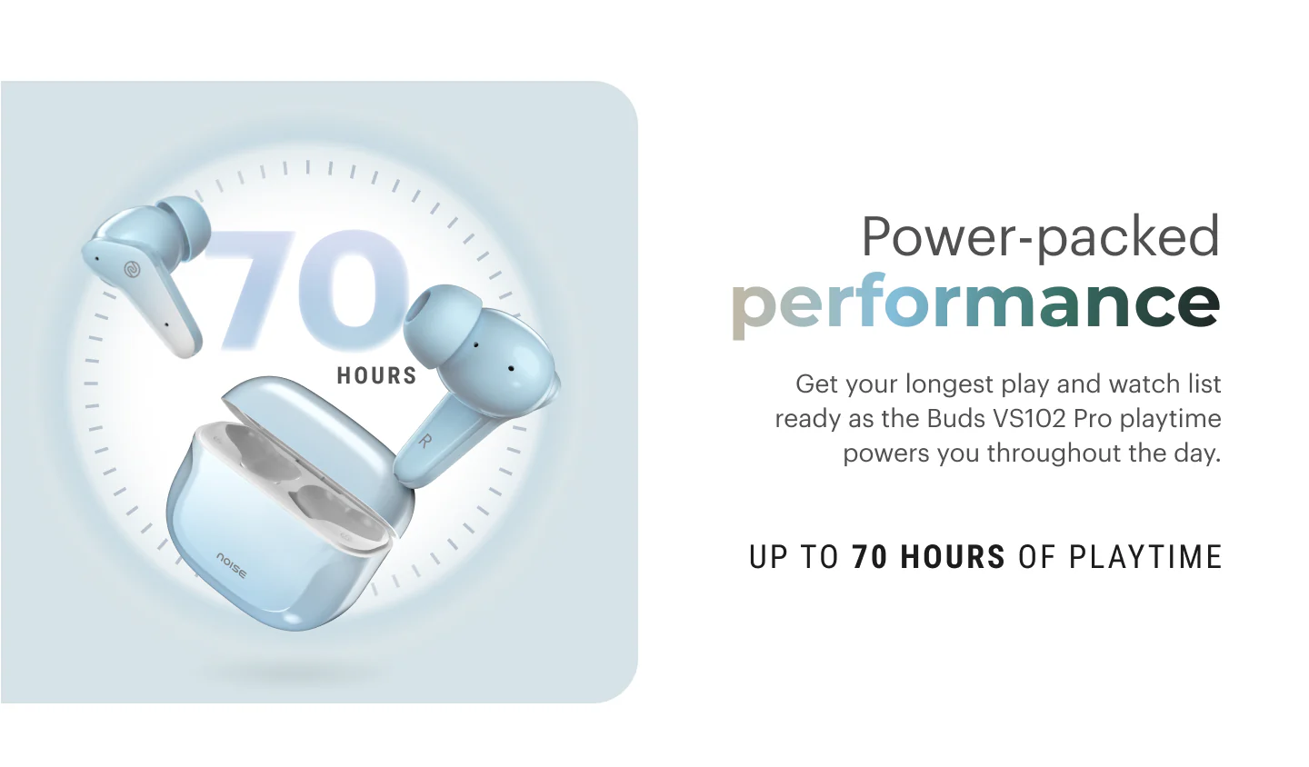 Noise Buds VS102 Pro with ANC (25dB), 70H Playtime, Quad Mic ENC, Bluetooth Earbuds (Glacier Blue, True Wireless)