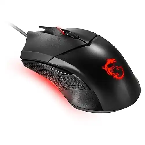 MSI Clutch GM08 Wired Gaming Mouse - PixArt PAW 3519 Optical Sensor, Up to 4200 DPI, Adjustable Weight Systems, Interchangeable DPI Settings, Gaming Switches, for PC and Laptop