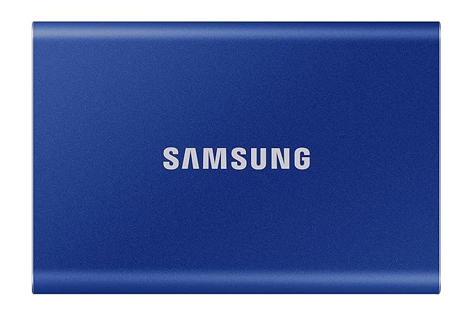 Samsung T7 1TB Up to 1,050MB/s USB 3.2 Gen 2 (10Gbps, Type-C) External Solid State Drive (Portable SSD) Blue (MU-PC1T0H)