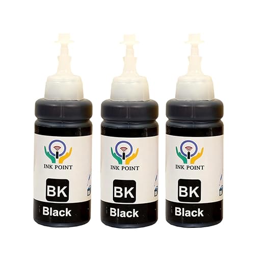 T6641 Refill Ink for Use in Epson L100, L110, L130, L200, L210, L220, L300, L310, L350, L355, L360, L365, L455, L550, L555, L565, L1300 Printers - 100 ML - Pack of 3 Single Color Ink (Black)