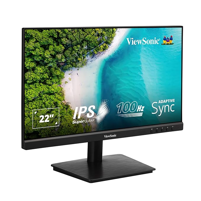ViewSonic (from USA) VA2209-MH 55.88 Cm (22") Full HD IPS 100Hz Adaptive Sync Office & Home Use Monitor | Eye-Care | Flicker-Free | 2W Speakers | Tilt | Wall Mount | HDMI | VGA | 104% sRGB