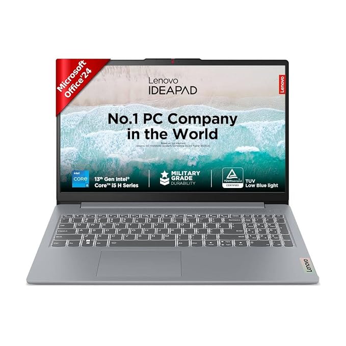 Lenovo IdeaPad Slim 3 Intel Core i5-12450H | 16GB RAM | 512GB SSD | 15.6" FHD IPS 300nits | Intel UHD Graphics | Backlit Keyboard | Windows 11 | MS Office Home 2024 | Arctic Grey | 83ER00KSIN