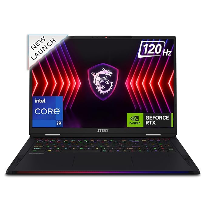 MSI Raider 18 HX | Intel 14th Gen i9-14900HX | 32GB RAM | 2TB SSD | 46CM UHD+ MiniLED 120Hz Gaming Laptop | NVIDIA GeForce RTX 4080 GDDR6 12GB | Windows 11 Home | Core Black | 3.6Kg (A14VHG-254IN)