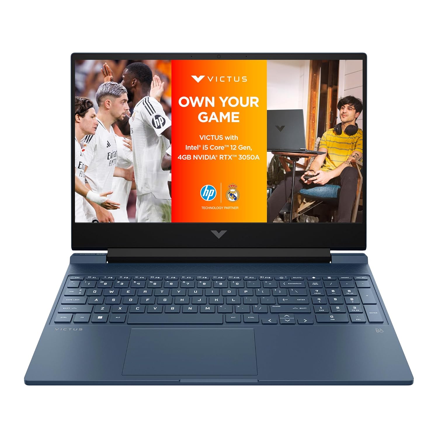HP Victus Gaming Laptop, Intel Core i5-12450H 12th Gen, RTX 3050, 16GB DDR4, 512GB SSD, 15.6" FHD 144Hz IPS, Win 11 + MS Office '21, Blue, 2.3kg (fa1379TX)