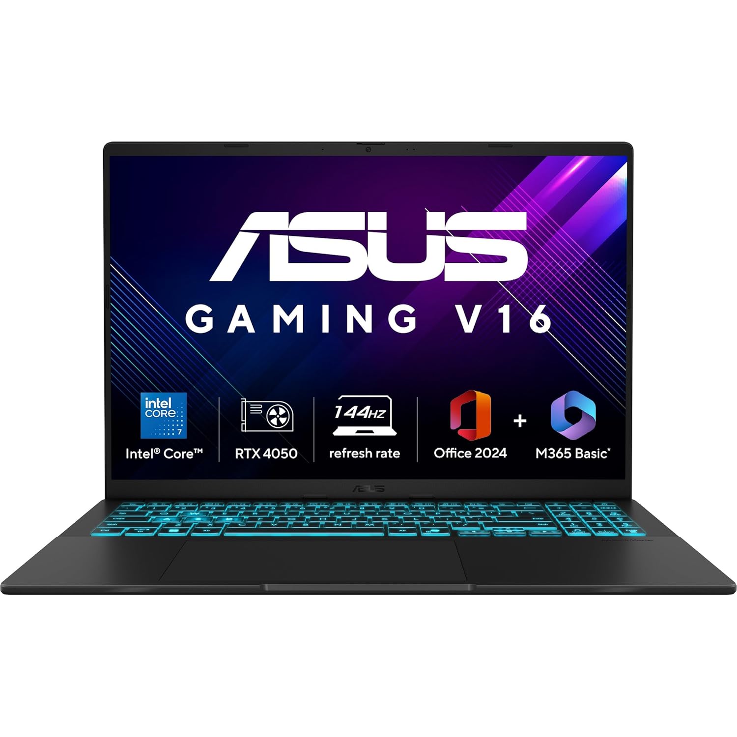 ASUS Gaming V16 (2025), Intel Core 7 240H, 16GB RAM, 512GB SSD, RTX 4050 6GB, 16" 144Hz, AI PC, Win 11 + Office 2024 + M365, Matte Black, 1.95 Kg | V3607VU-RP275WS