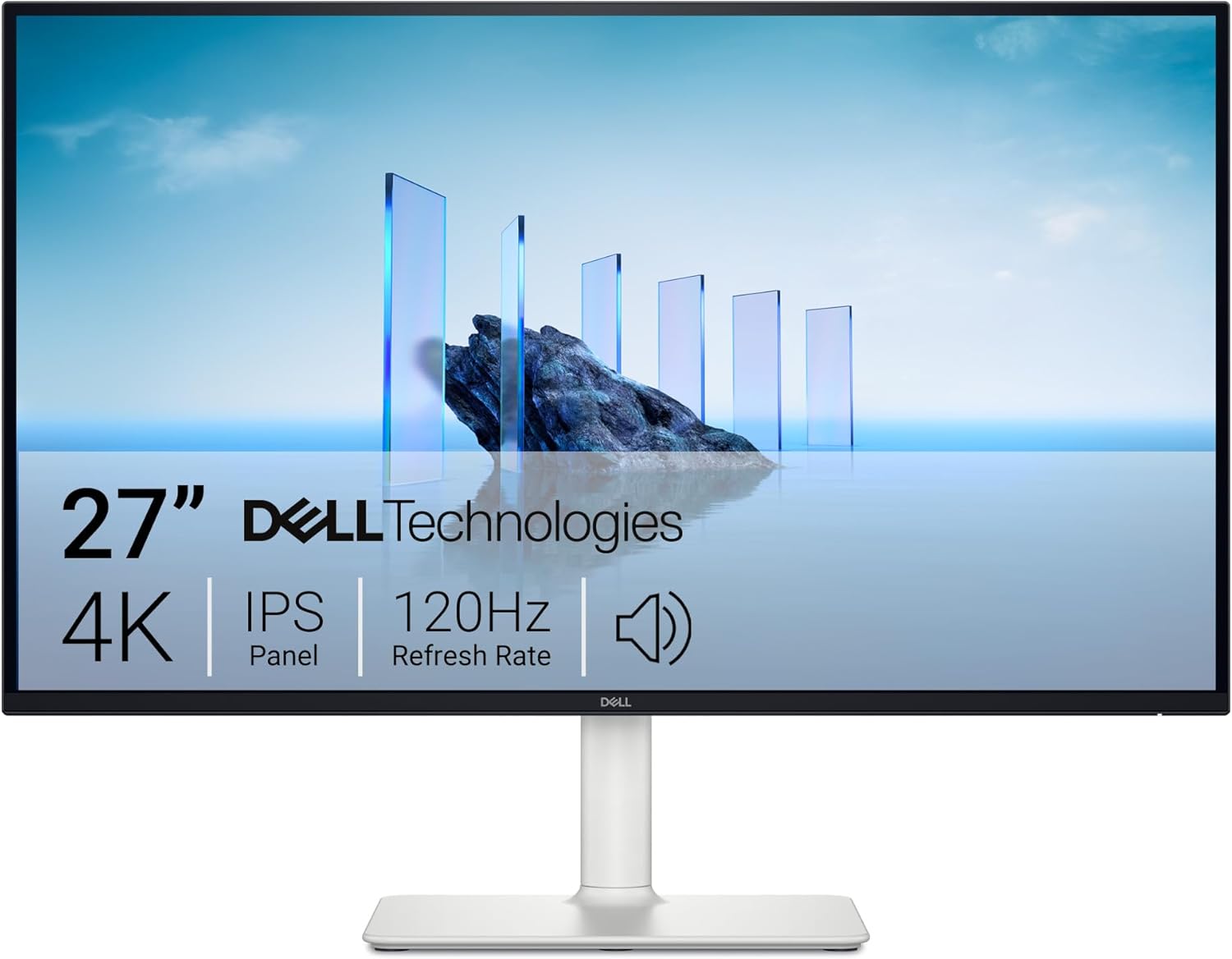Dell S2725QS 27" 4K UHD (3840x2160) IPS Monitor - 120Hz, AMD FreeSync Premium, 99% sRGB, Integrated Speakers, ComfortView Plus, 1500:1 Contrast Ratio, Ash White