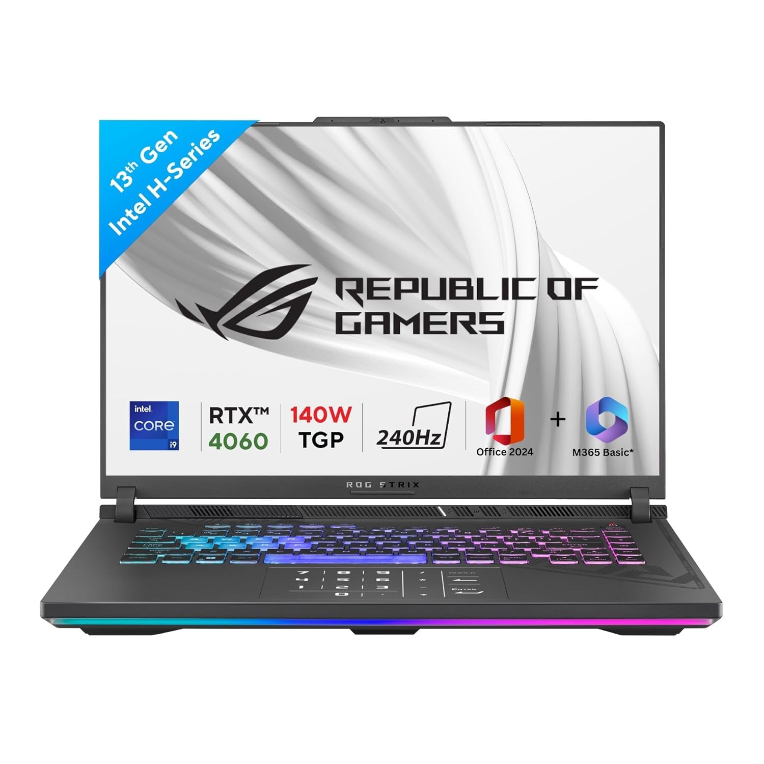 ASUS ROG Strix G16 13th Gen Intel Core i9-13980HX Gaming Laptop | NVIDIA RTX 4060 8GB | 140W TGP | 16GB RAM | 1TB SSD | QHD+ 16" 240Hz Display | Windows 11 | M365 Basic 1 Year | Office Home 2024 | Eclipse Gray | 2.50 Kg | G614JV-N4242WS