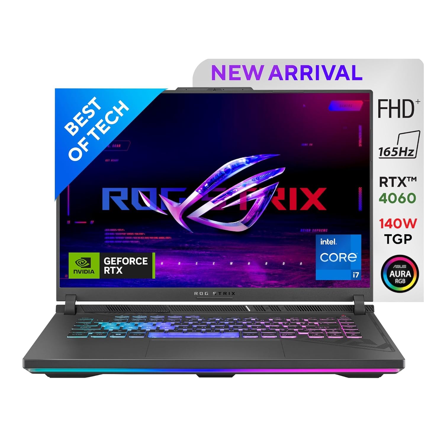 ASUS [Smartchoice] ROG Strix G16 | 16" (40.64cm) FHD+ 165Hz Gaming Laptop | 13th Gen Intel Core i7-13650HX | 16GB RAM | 1TB SSD | NVIDIA GeForce RTX 4060 | Windows 11 | Office 21 | Eclipse Gray | 2.50 Kg | G614JV-N3474WS