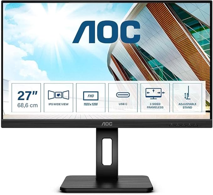 AOC |24P2C 23.8″ |FHD IPS Monitor with |USB‑C Dock & Hub