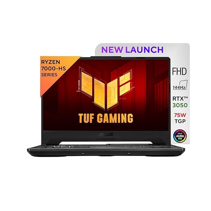 ASUS TUF Gaming A15 | Ryzen 7 7435HS | 15.6-inch (39.62 cm) FHD 144Hz | Gaming Laptop (16GB RAM | 512GB SSD | NVIDIA GeForce RTX 3050 | Windows 11 | 48WHr | Graphite Black | 2.3 Kg) | FA506NCR-HN054W