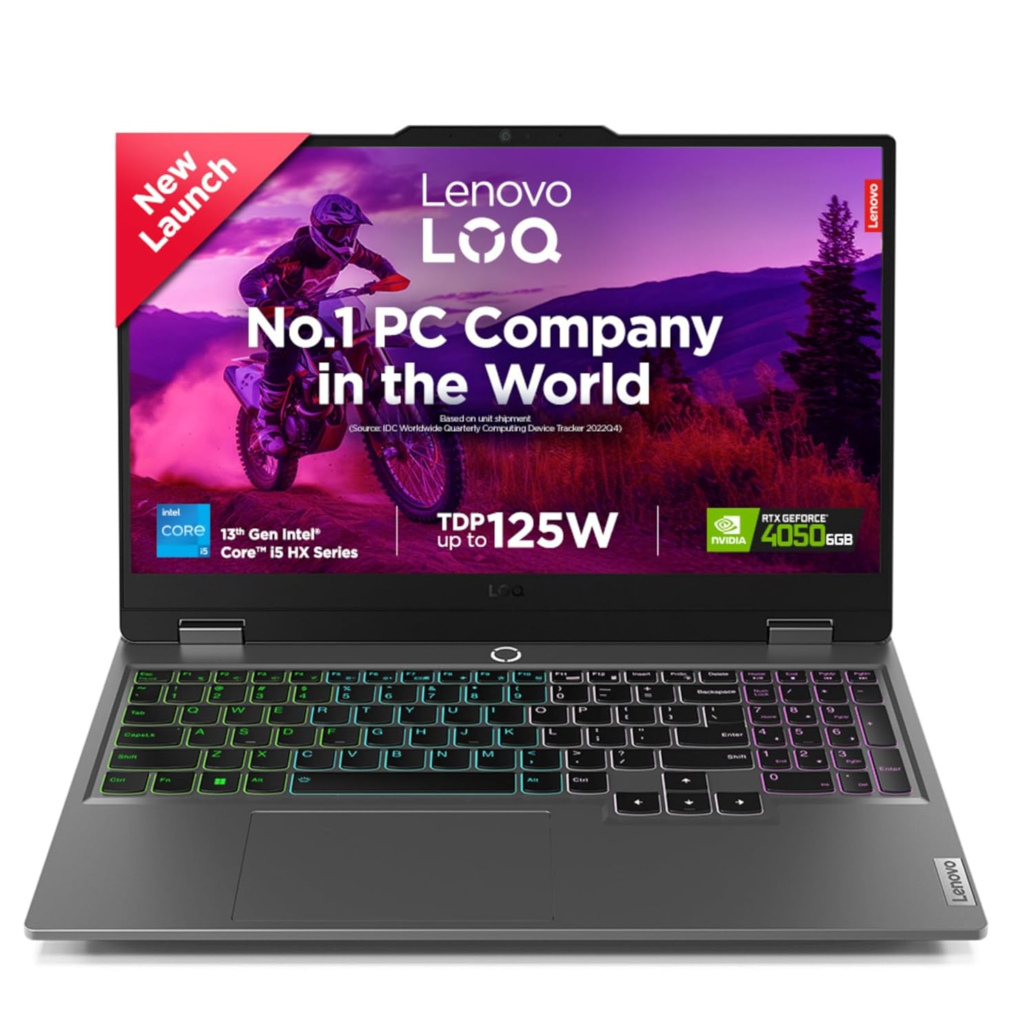 LOQ 15 83DV00XDIN | i5-13450HX | 24 GB (2x 12 GB) | 512 GB SSD | NVIDIA® RTX™ 4050 6 GB | 15.6" FHD IPS 144 Hz | 4-Zone RGB Backlit | Luna Grey | Windows 11 | Office Home 2024 | AI-Powered Gaming PC | 1Y ADP
