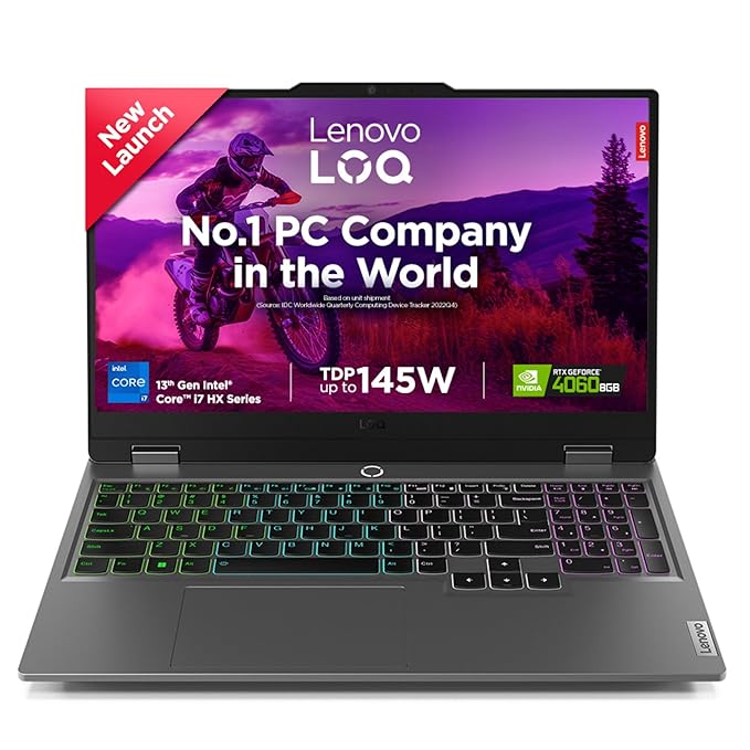 Lenovo LOQ 2024 | Intel Core i7-13650HX | 13th Gen | NVIDIA RTX 4060 8 GB | 24 GB RAM | 512 GB SSD | FHD 144 Hz | 15.6" (39.6 cm) | Windows 11 | Microsoft Office 2021 | Grey | 2.4Kg | 83DV00LXIN | 1 Year ADP Free Gaming Laptop