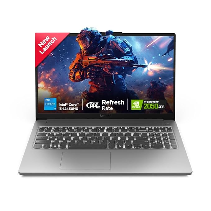 Lenovo LOQ Essential | Intel Core i5-12450HX | NVIDIA RTX 2050 4GB | 12GB RAM | 512GB SSD | 144 Hz Refresh Rate | 15.6" (39.6 cm) | Windows 11 | 3-month Game Pass | Grey | 1.7Kg | 83LK0031IN | AI Gaming Laptop