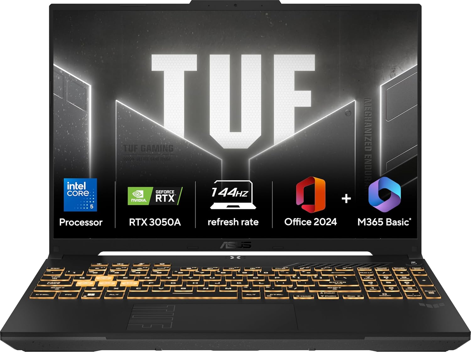 ASUS TUF Gaming F16 | Intel Core 5 Processor 210H | Gaming Laptop | NVIDIA RTX 3050A 4GB | 65W TGP | 16GB | 512GB | FHD+ | 16" | 144Hz | Windows 11 | M365 Basic 1 Year | Office Home 2024 | Mecha Gray | 2.20Kg | FX607VB-RL076WS