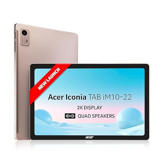 Acer Iconia Tab iM10‑22 | 10.36″ IPS | Helio MT8781 Octa-core 2.2 GHz | 6GB RAM | 128 GB Storage | 16 MP + 8 MP | Fingerprint | BT 5.2 | Gold | 60 Hz | Android 14 | 7400 mAh Battery