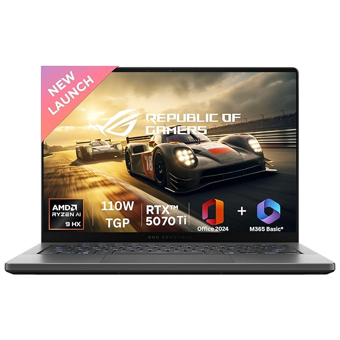 ASUS ROG Zephyrus G14 Gaming Laptop | AMD Ryzen AI 9 HX 370 | NVIDIA RTX 5070 12GB | 32GB RAM | 2TB SSD | 14" 3K OLED 120Hz | Windows 11 | M365 Basic (1 Year) | Office Home 2024 | Eclipse Gray | 1.57Kg | GA403WR-QS123WS