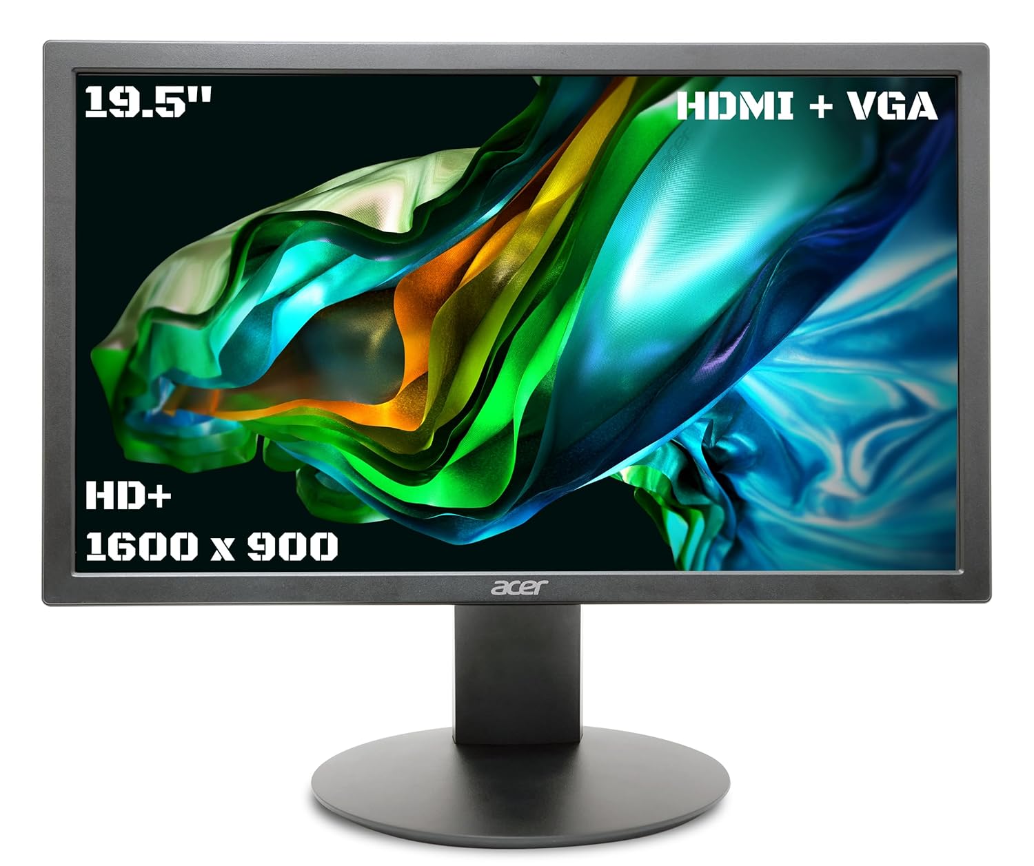 Acer K202Q 19.5-Inch HD+ LCD Monitor (1600 x 900, LED Backlight, 200 Nits, VGA & HDMI with Cable, Eye Care, Tilt & Wall Mount, Black)