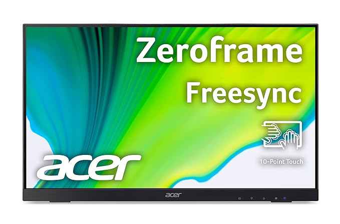 Acer UT222Q 21.5 Inch (54.61cm) Full HD IPS (1920 x 1080 Pixels) 10 Point Touch Monitor with AMD FreeSync Technology 75Hz Refresh Rate 4 MS Response| Display Port, HDMI Port, VGA & USB Port,Black