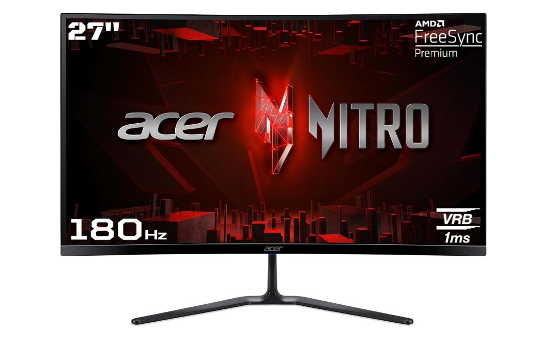 Acer ED270U S3 27 Inch WQHD 2560x1440 1500R Curved Gaming Backlit LED LCD Monitor I 1MS VRB, 180Hz Refresh Rate I AMD FreeSync I 2 x HDMI 1 x Display Port I Stereo speakers I Eye Care I HDR 10 I Black