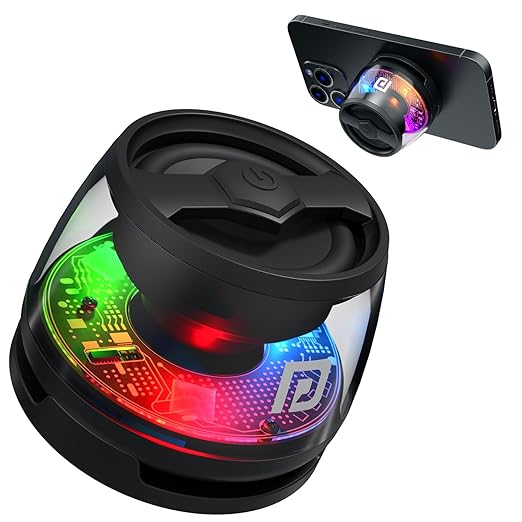 Portronics Nadya 6W Magnetic Bluetooth Speaker | MagSafe Mobile Stand | HD Sound | 4 Hours Playtime | 40mm Driver | RGB LED Lights | Bluetooth 5.3 | Transparent Design | Type C Charging | Black