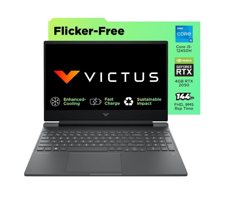 HP Victus, 12th Gen Intel Core i5-12450H, NVIDIA RTX 2050 Gaming Laptop (16GB DDR4, 512GB SSD), 144Hz, IPS, 15.6"/39.6cm, FHD, Win 11, Office 21, Blue, 2.3kg, Enhanced Cooling, fa1227TX