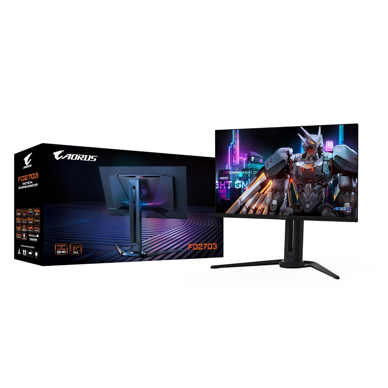 GIGABYTE AORUS FO27Q3 27 Inch OLED Gaming Monitor | 2560 x 1440 QHD | 360Hz | 0.03ms GTG | 99% DCI-P3 | FreeSync Premium Pro | HDR True Black 400 | KVM Switch