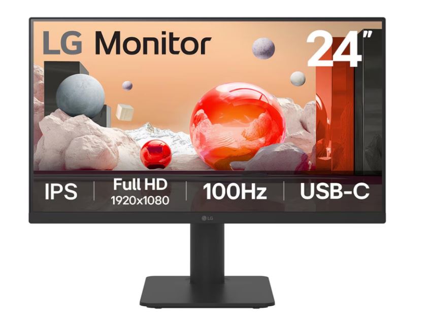 LG 24MS570B IPS Full HD (1920 x 1080) Monitor, 24 Inch, 100Hz, Anti-Glare, HDMI x 2, USB-C with PD65W, Height/Tilt Adjustable Stand, in-Built Speakers, Head Phone Out, Reader Mode, Flicker Safe