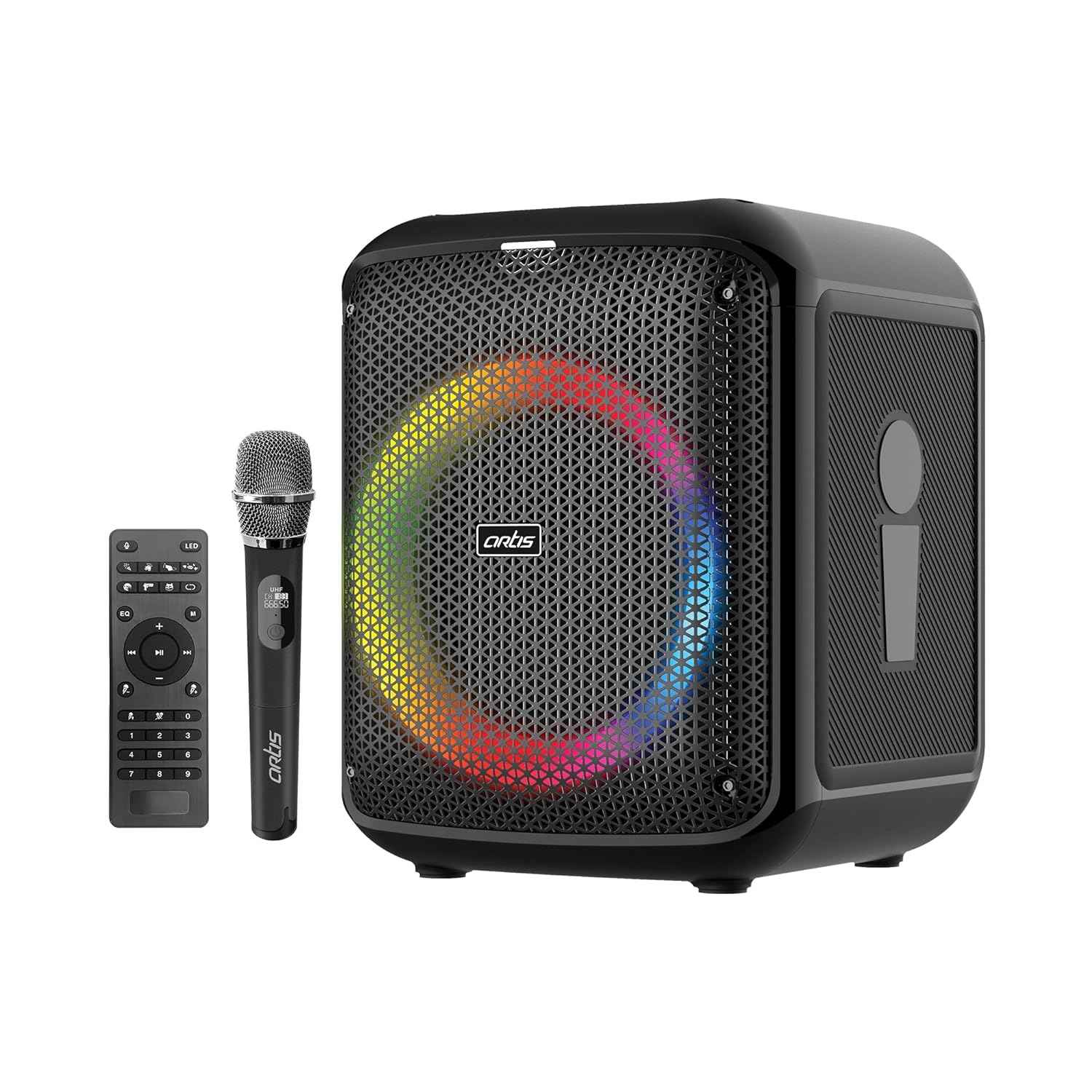 Artis SoundPro 110 Bluetooth Party Speaker with USB | TF Card | AUX Input | FM Radio | Wireless Mic | Wireless Remote | 80W RMS Output | Black