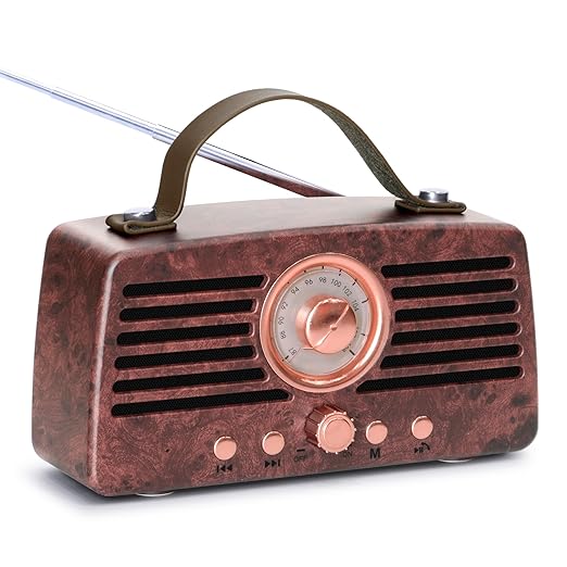 Artis BT45 Retro Portable Wireless Bluetooth Speaker|(14W RMS) with Analog Control| FM|USB| TF Card|AUX & Hands-Free Calling Mic | Brown