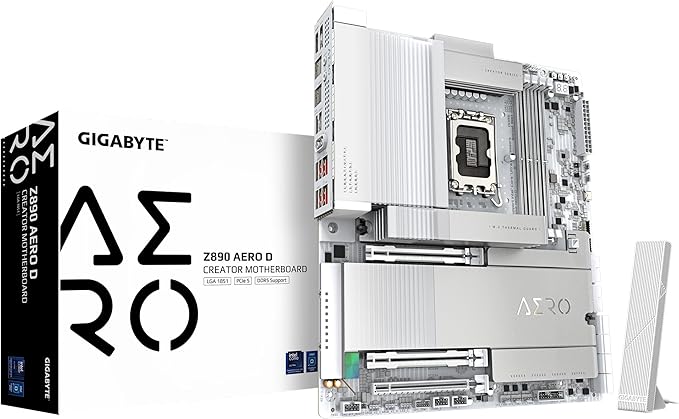 GIGABYTE Z890 AERO D Motherboard - Supports Intel Core Ultra (Series 2) CPUs | 16+1+2 phases VRM |up to 9500MHz DDR5 (OC) | PCIe 5.0 M.2, Wi-Fi 7 | Thunderbolt 5
