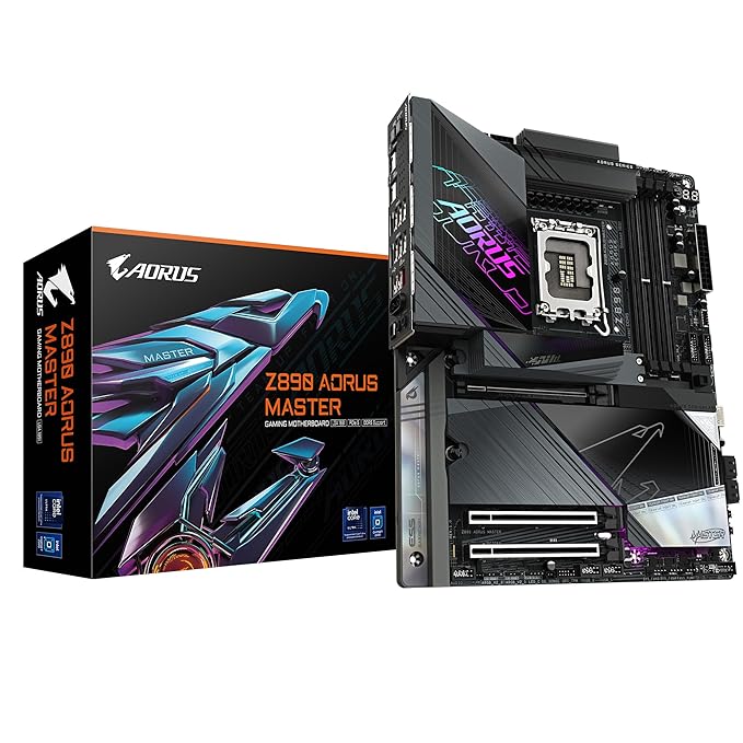 GIGABYTE Z890 AORUS Master ATX Motherboard - Supports Intel Core Ultra (Series 2) | 18+1+2 Phase VRM | Up to 9500Mhz DDR5 (OC) | 2Xpcie 5.0 + 3Xpcie 4.0 | Wi-Fi 7 | LAN 10Gbe | Thunderbolt 4