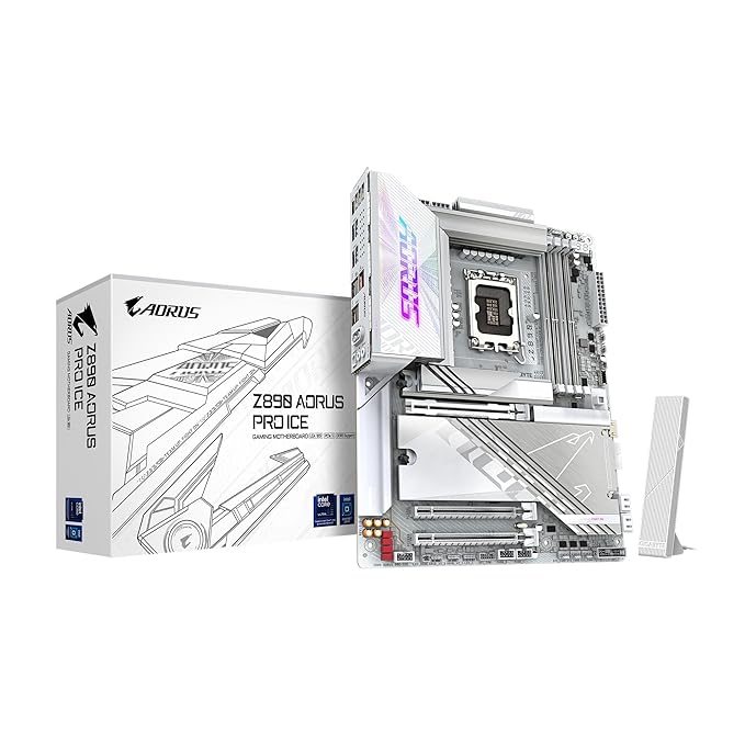 GIGABYTE Z890 AORUS PRO ICE Intel Core Ultra (Series 2) LGA 1851 Motherboard, ATX | DDR5 | 5X M.2 | PCIe 5.0 | Thunderbolt 4 | WIFI7 | 5GbE LAN | EZ-Latch