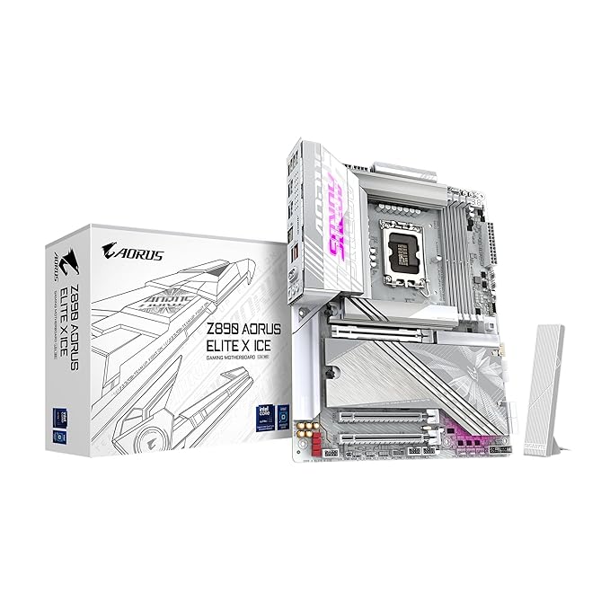 GIGABYTE Z890 AORUS Elite X ICE Intel Core Ultra (Series 2) LGA 1851 Motherboard | ATX | DDR5 | 5X M.2 | PCIe 5.0 | Thunderbolt 4 | WIFI7 | 2.5GbE LAN | EZ-Latch
