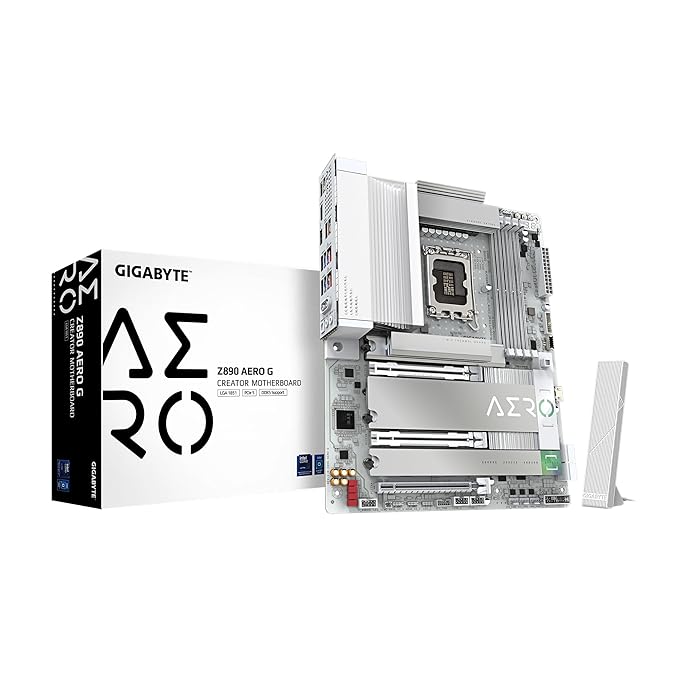 GIGABYTE Z890 AERO G Intel Core Ultra (Series 2) LGA 1851 Motherboard, ATX | DDR5 | 5xM.2 | PCIe 5.0 | Thunderbolt 4| WIFI7 | Dual 2.5Gbe LAN | EZ-Latch