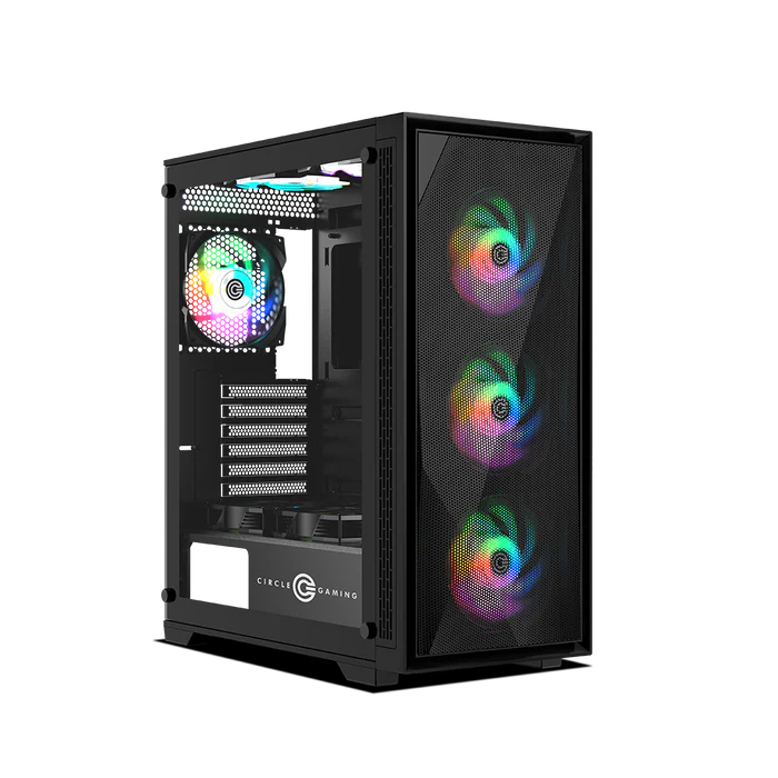 CIRCLE Furious Mesh | 240 ARGB Gaming Cabinet | with Type-C 2.0 – ATX Mid Tower | BLACK