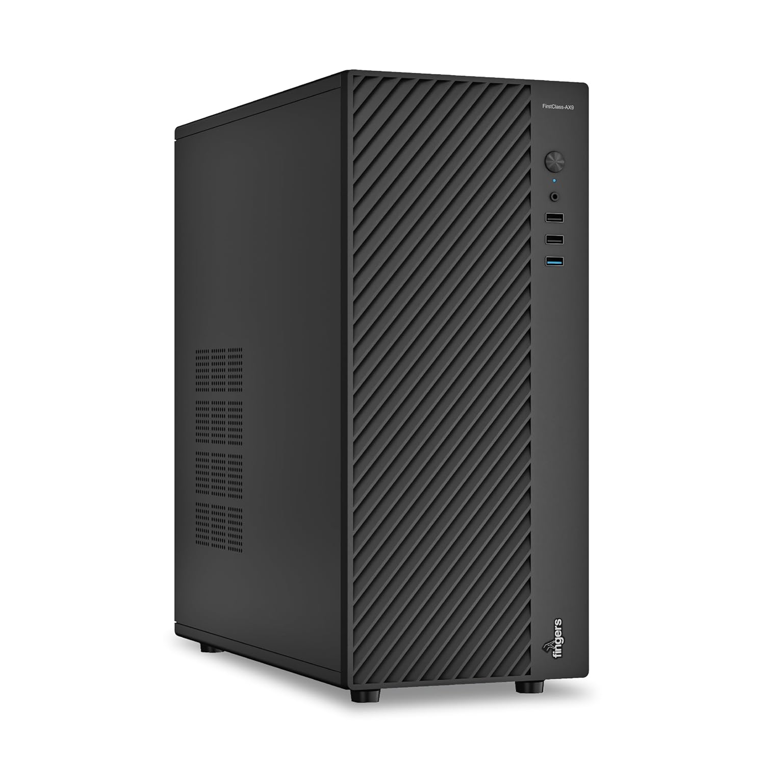 FINGERS FirstClass-AX9 Full ATX PC Cabinet, Ultra-Durable Thick Metal Build, Advanced Cooling, 1 x USB 3.0 + 2 x USB 2.0 + Earphone Jack (HD Audio & Mic), SMPS (BIS Certified) Bundled