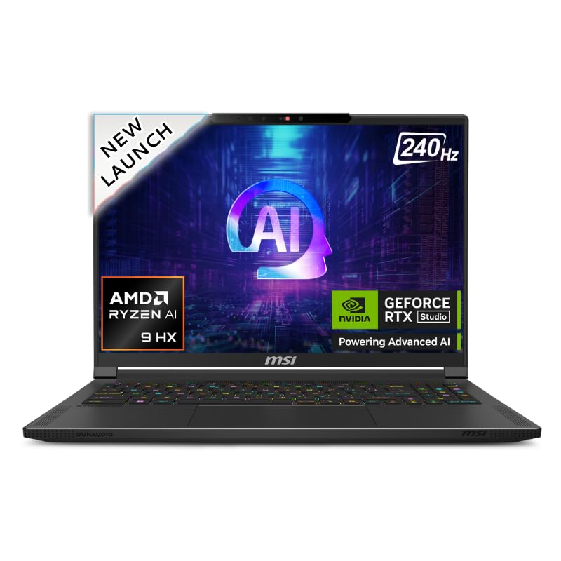 MSI Stealth A16 AI+ AMD Ryzen AI 9 365 41CM QHD+ 240Hz Gaming Laptop (32GB RAM/1TB NVMe SSD/RTX 4060 8GB/Windows 11/Office 2021/Core Black/2.1Kg) A3HVFG-075IN