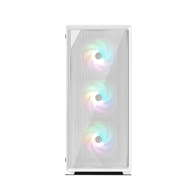 Circle Furious MESH White 360 ARGB Mid-Tower Gaming Cabinet with Type-C | ATX, M-ATX, ITX Support | Tempered Glass & 4 Pre-installed ARGB Fans