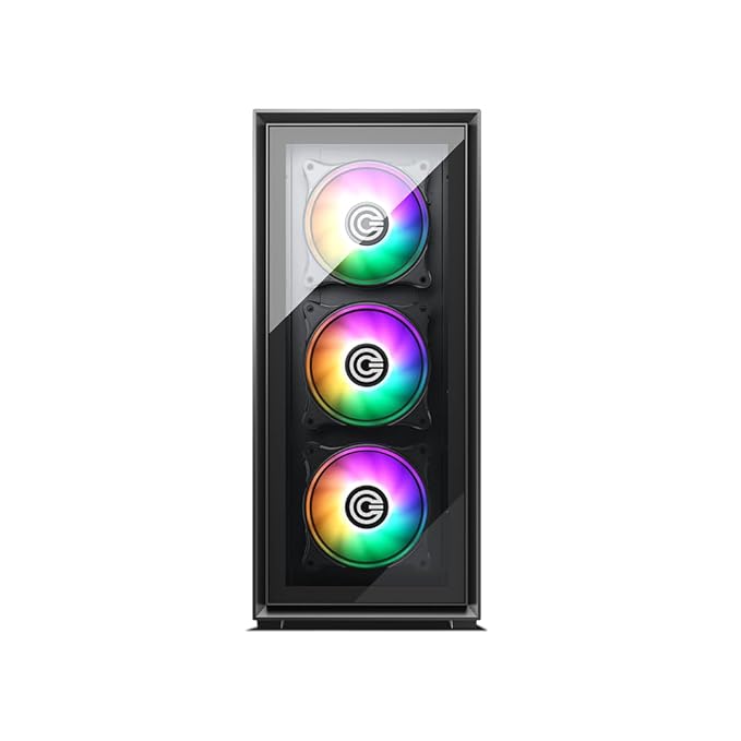 Circle Furious Glass 360 ARGB Mid-Tower Computer Case | Gaming Cabinet – Black | Supports ATX, M-ATX, ITX | Pre-Installed 3x120mm Front & 1x120mm Rear ARGB Fans