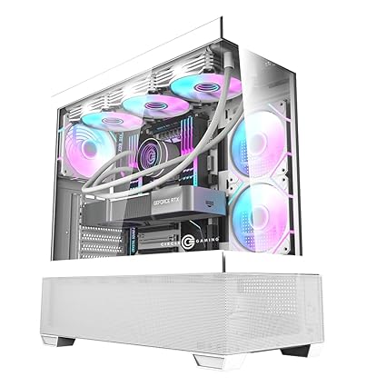 Circle Defender ZX3 ARGB ATX Mid-Tower Gaming Cabinet – White | Dual Tempered Glass | 4 Pre-installed ARGB Fans | Infinity Mirror Front | Supports ATX, M-ATX, ITX