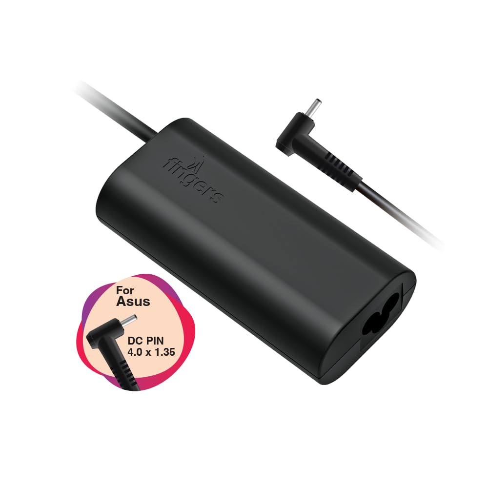 FINGERS FL-65W Laptop Power Adapter with 65 W Fast Charging (for Asus Laptops with DC Pin 4.0 x 1.35 mm) Fire Retardant Design