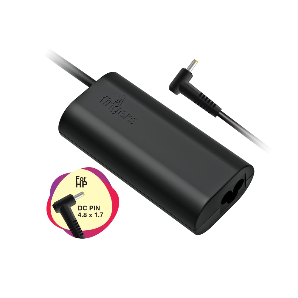 FINGERS FL-65W Laptop Power Adapter with 65 W Fast Charging (for HP Laptops with DC Pin 4.8 x 1.7 mm) Fire Retardant Design