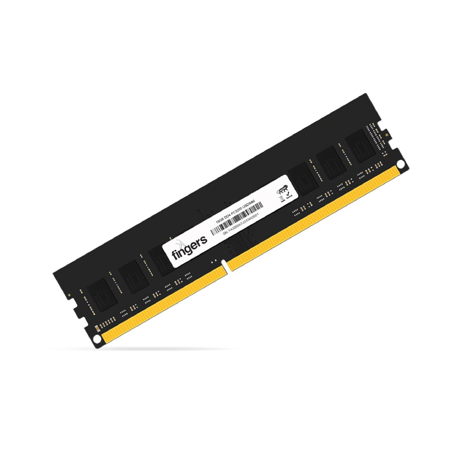 FINGERS Desktop RAM - 16GB Capacity (DDR4, 3200 MHz Unbuffered DIMM Memory, CL22 Latency, Intel/AMD Compatible, Easy Installation, 3-Year Warranty for Enhanced Desktop Performance