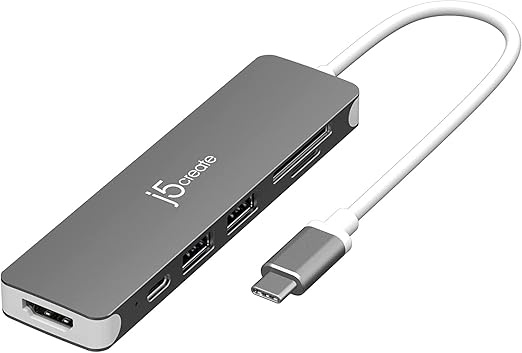 J5create JCD353 USB-C to 4K HDMI Multi-Port Hub with USB-A 3.2| microSD Reader| and 100W PD Charging