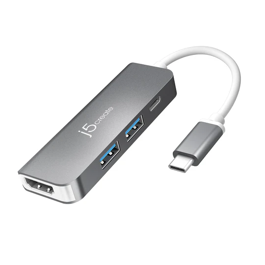 J5create JCD371 USB-C to HDMI & USB 3.1 Hub with 2x USB-A Ports| 60W USB-C PD Charging